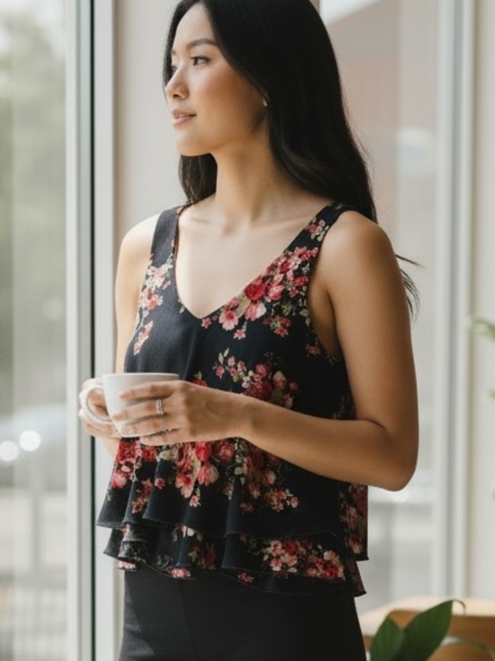 Floral Tiered Sleeveless Top